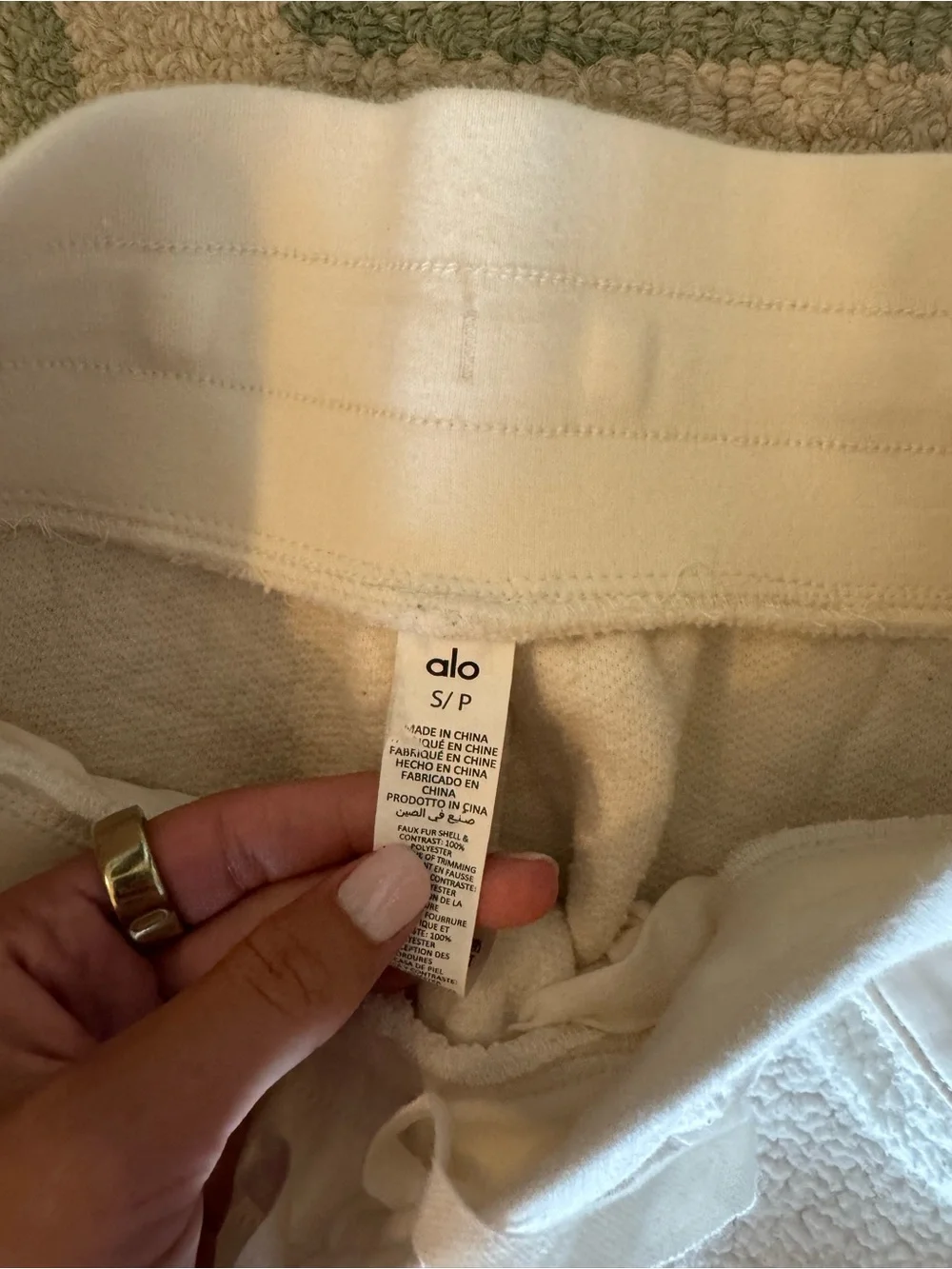 ALO Micro Sherpa High Waist Solstice Sweatpant in Ivory